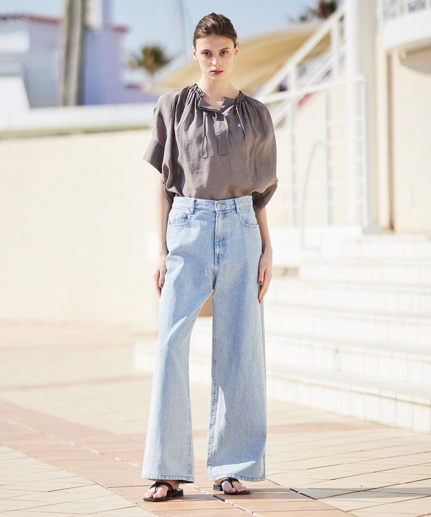 BEIGE， LILAC / ギャザーブラウス Steel