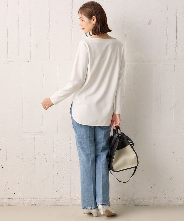 組曲 スクエアネックテール ロングＴシャツ アイボリー系