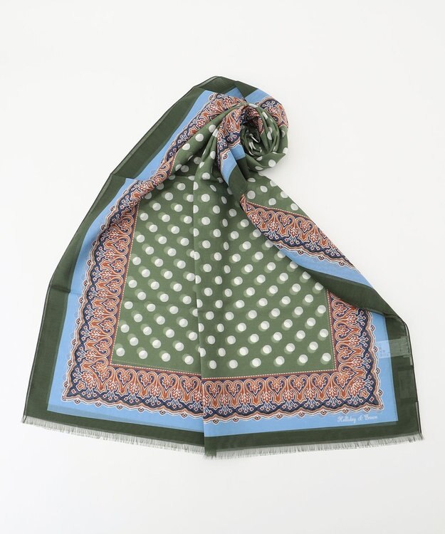 JOSEPH ABBOUD 【イタリア製・Holliday&Brown】ペイズリードット ストール オリーブ系6