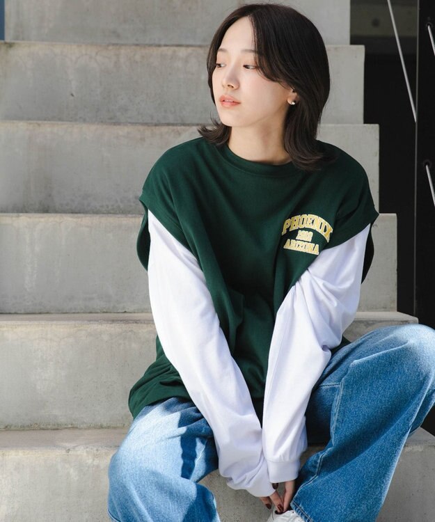 WEGO アンサンブルスウェットベストロンT ダークグリーン