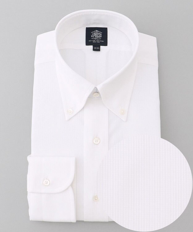 J.PRESS MEN 【PREMIUM PLEATS / 形態安定】スーピマコットンマイクロストライプ シャツ/B.D. ホワイト系1