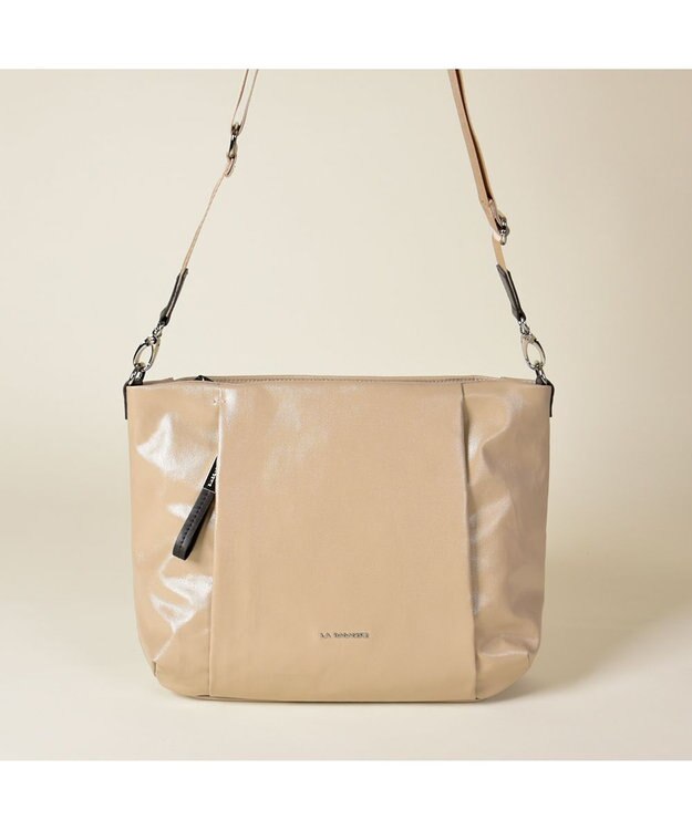 LA BAGAGERIE コーティングキャンバス 2WAYショルダーバッグ ライトベージュ