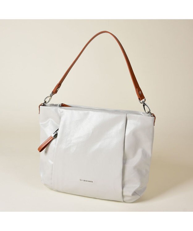LA BAGAGERIE コーティングキャンバス 2WAYショルダーバッグ アイボリー
