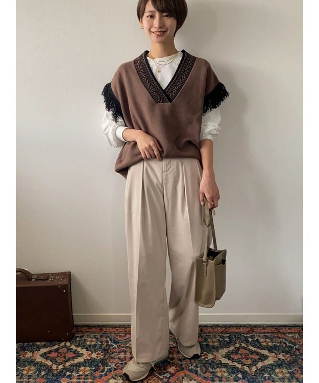 Green Parks フリンジベスト Brown