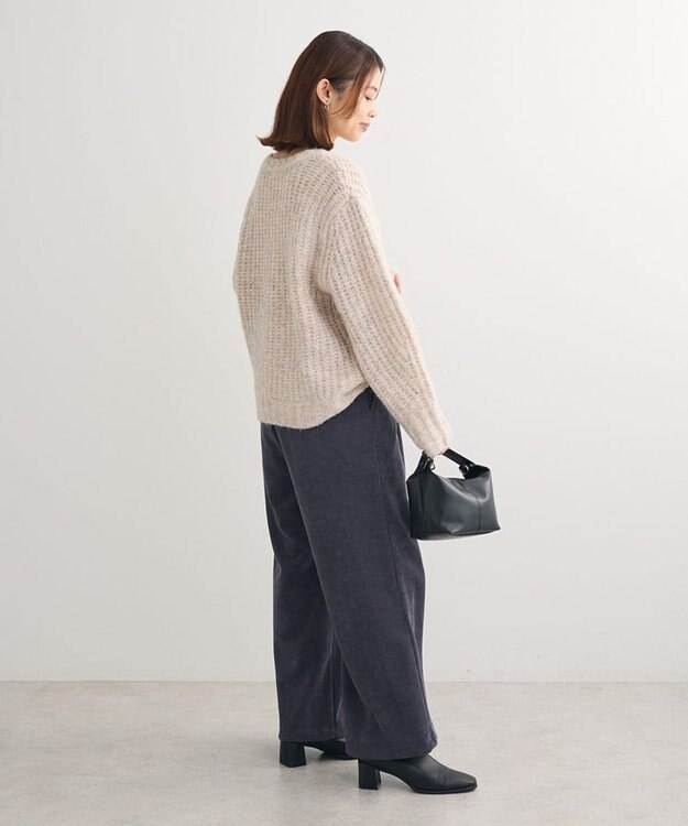 Green Parks ざっくりローゲージニットプルオーバー Gray