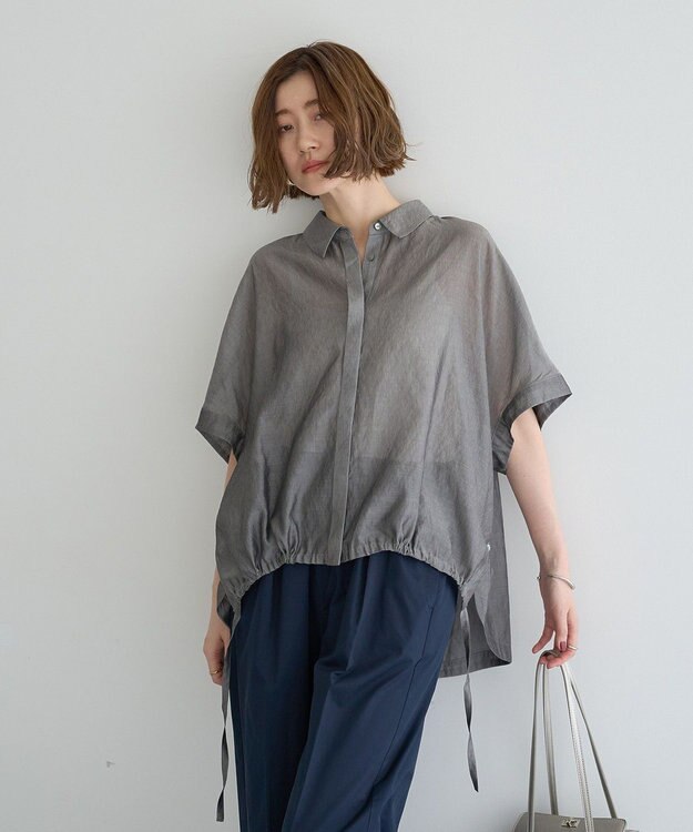 YECCA VECCA サイドスリットドロストシャツ Gray