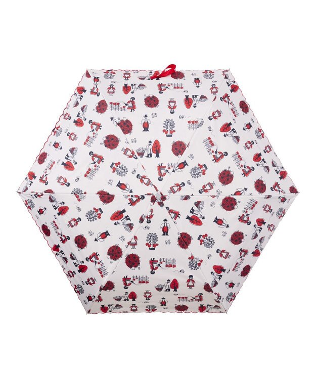 MOONBAT アデリアレトロ×estaa 晴雨兼用日傘 折りたたみ傘 おとぎ話 UV 一級遮光 レッド