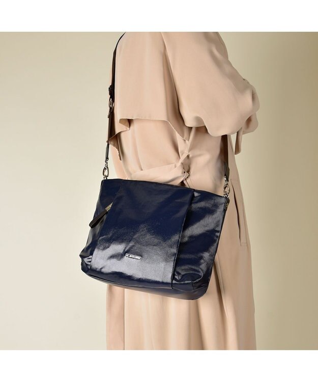 LA BAGAGERIE コーティングキャンバス 2WAYショルダーバッグ ネイビー