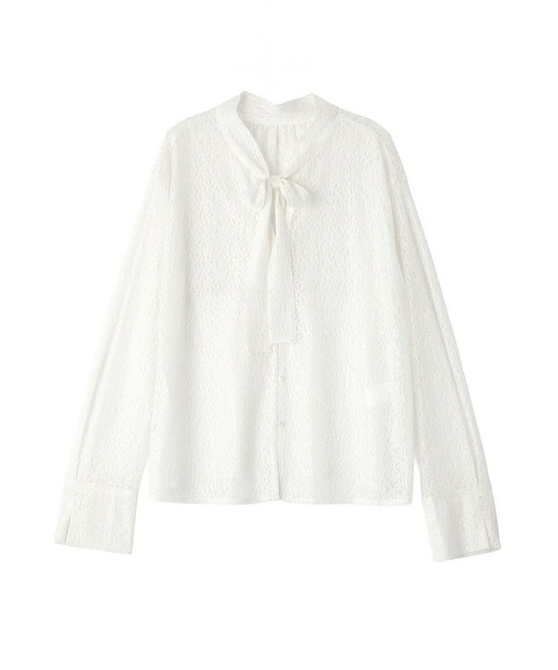 CRAFT STANDARD BOUTIQUE ＜セレモニー＞前後2WAYレースボウタイブラウス White
