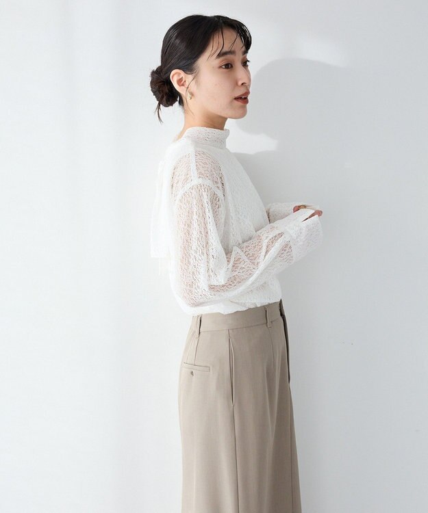 CRAFT STANDARD BOUTIQUE ＜セレモニー＞前後2WAYレースボウタイブラウス White