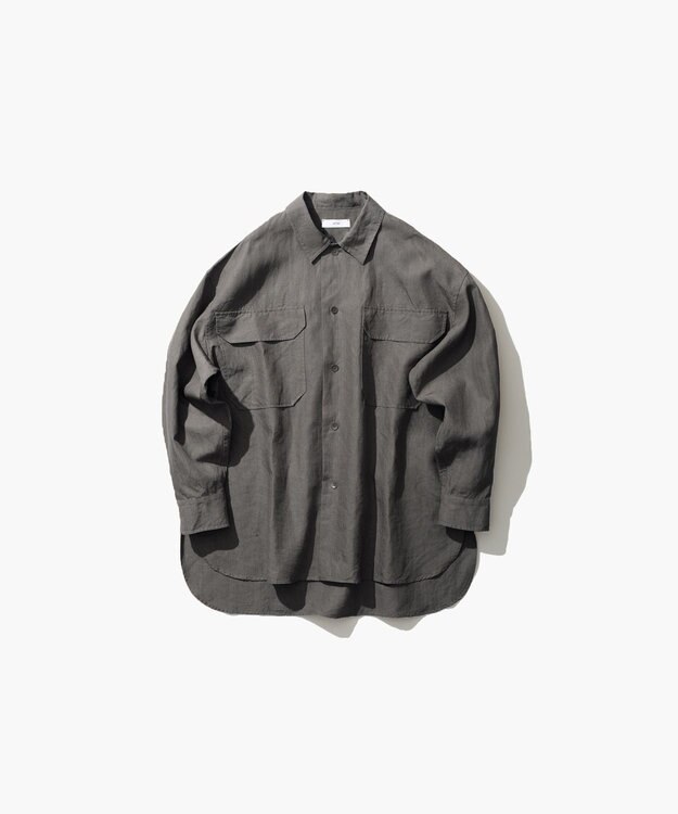 ATON LINEN WEATHER | オーバーサイズシャツ CHARCOAL GRAY