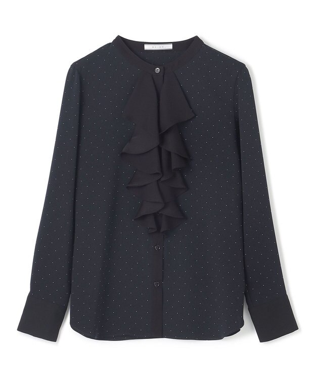 BEIGE， 【WEB限定】MAKALU / フリルブラウス Navy×Black