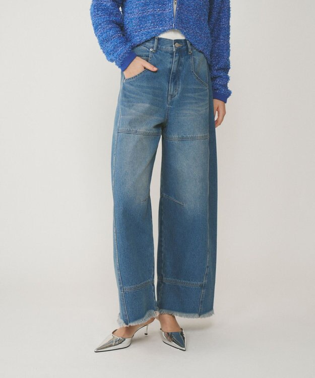 GRACE CONTINENTAL ライン切替デニムパンツ ブルー