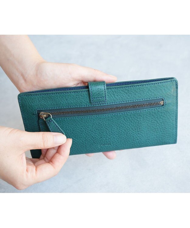 genten ダイヤカットワーク　マチなし長財布 ブルーグリーン