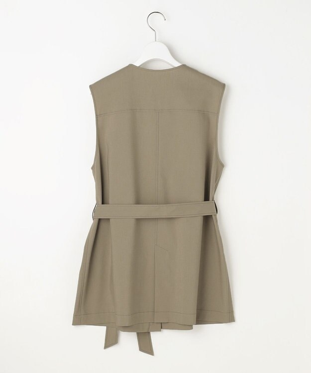 自由区 【SHIHOさん着用・セットアップ対応】リネンストレッチ ジレ カーキ