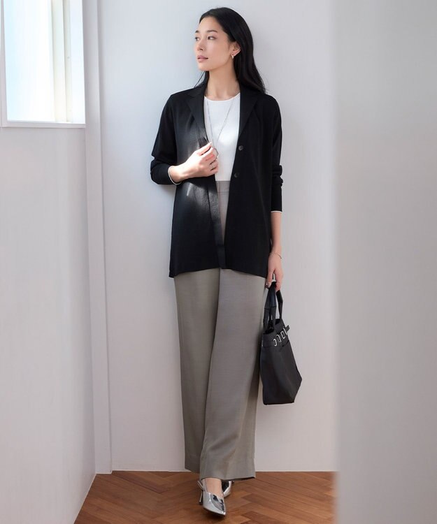 ICB L 【洗える】オーガニックコットンリブ ノースリーブニット オフホワイト系