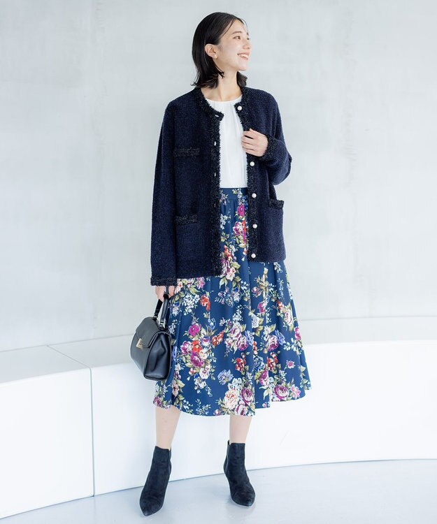 組曲 S 【23AW】ローズブーケプリント フレアスカート ネイビー系5