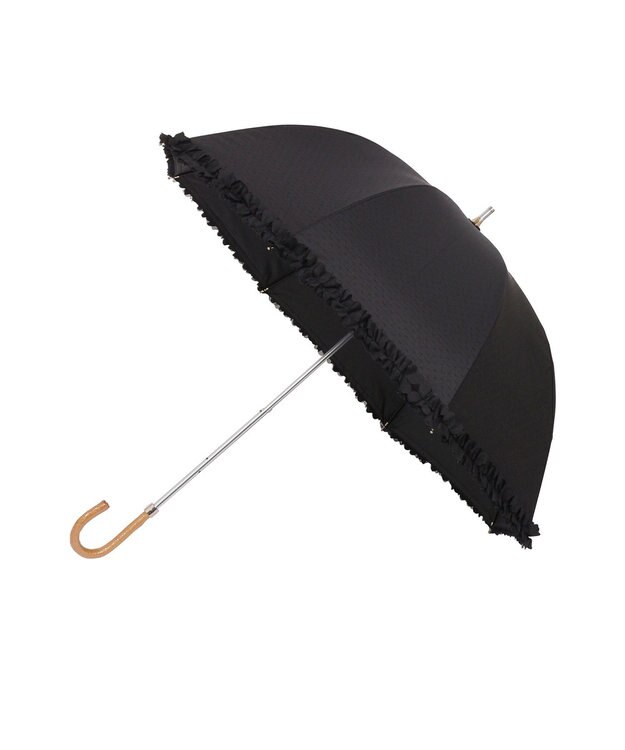 MOONBAT 【遮光/晴雨兼用日傘】LANVIN en Bleu (ランバン オン ブルー)ドビーフリル ハート 遮熱 UV 長傘 ブラック