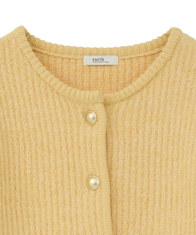 earth music&ecology 【WEB限定】ゴールド釦ショートニットカーディガン Yellow