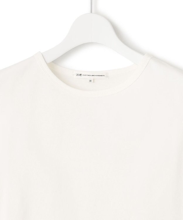 23区 L 【新色追加/洗える】コットンベアジャージー ノースリーブ Tシャツ ホワイト系