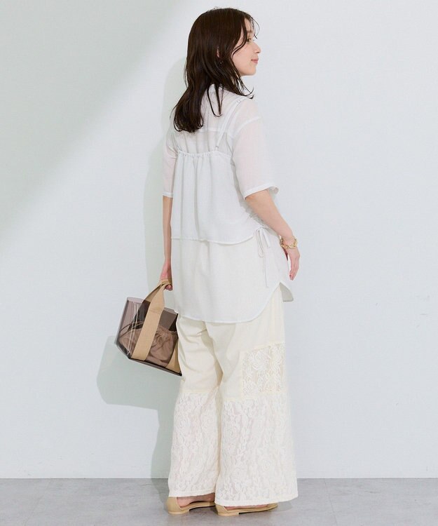 Green Parks ＳＥＴ２点シアーストライプシャツ＋ビスチェ Off White