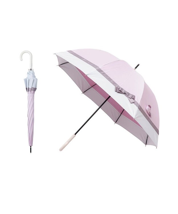 MOONBAT 【日傘】エスタ (estaa) Beauty shield長傘リボン ペールピンク