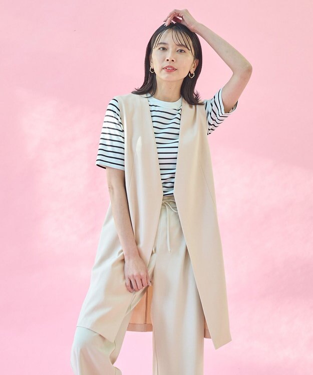 ANY 【セットアップ対応・UVケア・接触冷感】イージケアスタイルアップジレ サンドベージュ