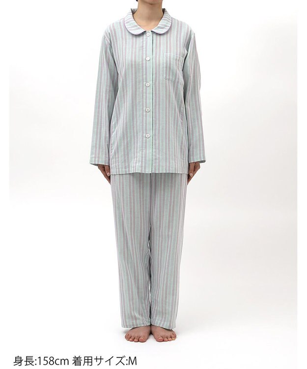 Wing パジャマ 長袖 長ズボン 綿100%(本体) 二重ガーゼ レディース EP8070 ウイング／ワコール パープル