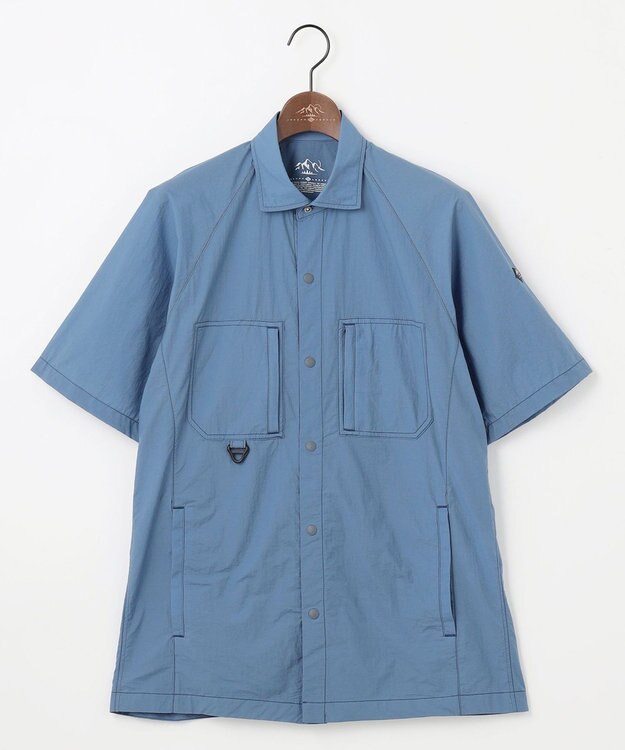 JOSEPH ABBOUD MOUNTAIN 【軽量/ECO撥水/ストレッチ/男女兼用】ライトワッシャー アウトドア 半袖 シャツ サックスブルー系
