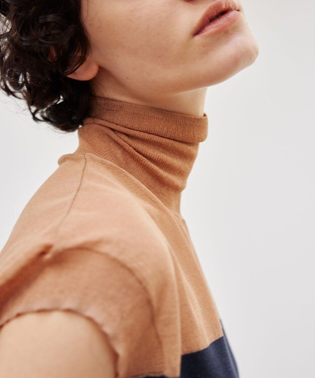 BEIGE， 【洗える】CARNOT / バイカラーニット Navy×Camel