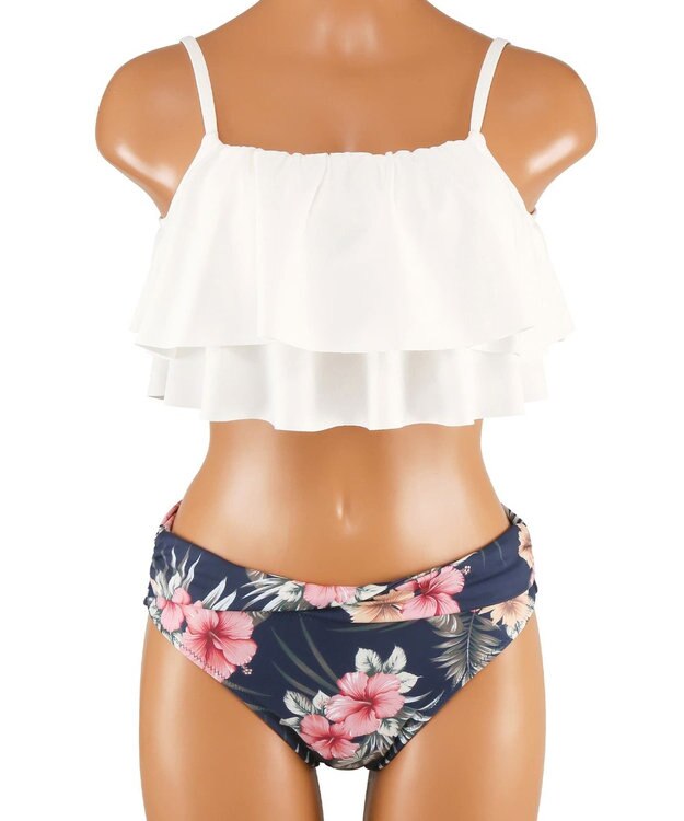 San-ai Resort（三愛水着楽園） 【SALE】フリルトップス３点セット　9M　【San-ai Resort（サンアイリゾート）】 ホワイト×ネイビー