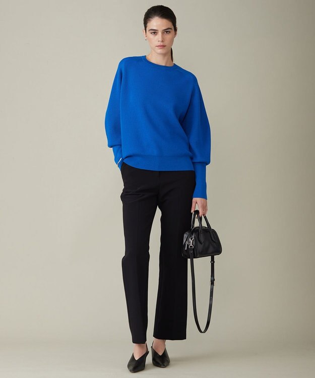 ICB 【洗える】TaPeダブルクロス セミフレアパンツ ブラック系