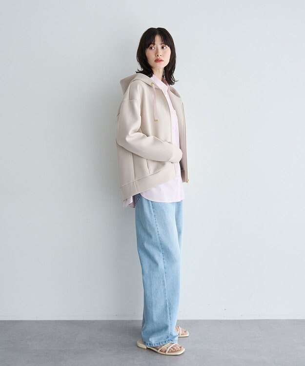 YECCA VECCA バックプリーツZIPフーディー Light Beige