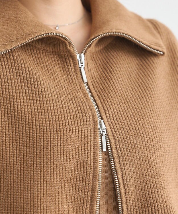 earth music&ecology ＳＥＴ２点ＺＩＰベスト＋ニットワンピース Camel