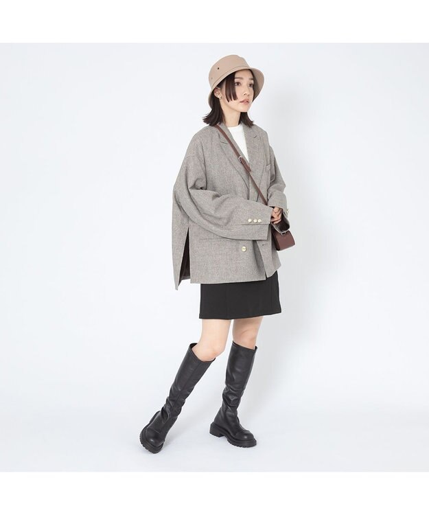 林八百吉商店 un chapeau  エコレザーバケットハット ベージュ