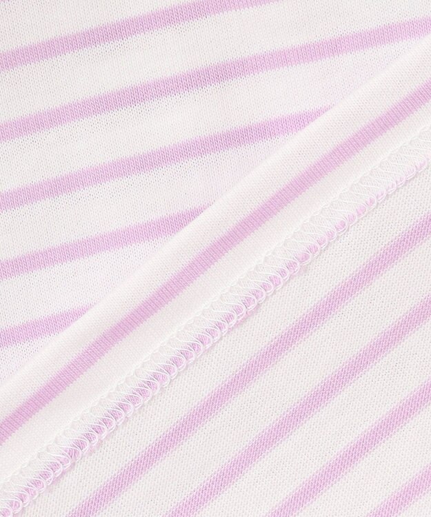 ANY KIDS 袖スカラップ ボーダーTシャツ ラベンダー