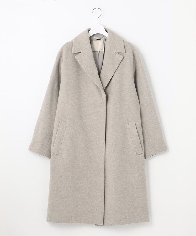 自由区 L シャルムビーバー ロングコート ライトグレー系