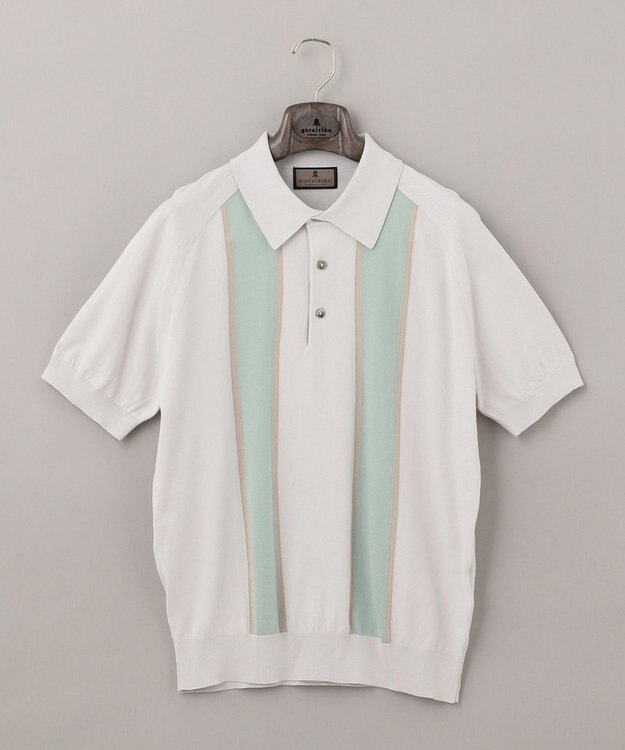 GOTAIRIKU ニットポロ_ストライプ サックスブルー系1