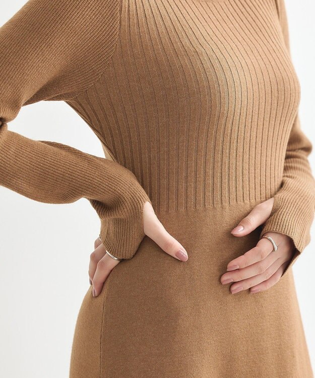 earth music&ecology ＳＥＴ２点ＺＩＰベスト＋ニットワンピース Camel