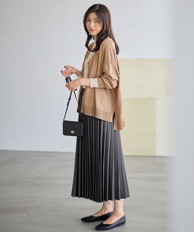 ANY ゆるＶネックカーディガン キャメル