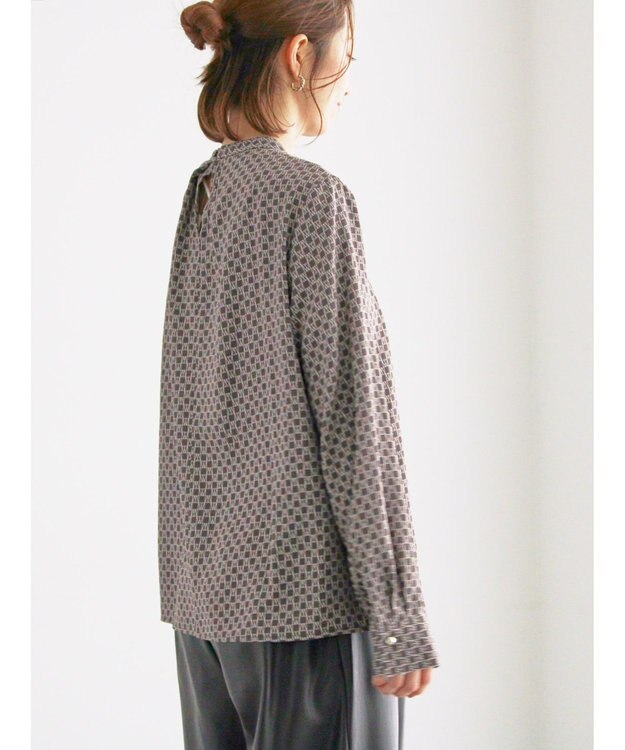 Te chichi パターンアソートボウタイブラウス グレー