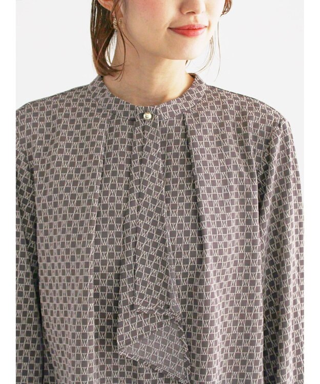 Te chichi パターンアソートボウタイブラウス グレー