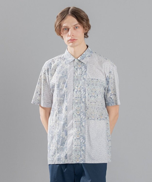 JOSEPH HOMME 【LIBERTY】 パッチワークリバティ 半袖シャツ ホワイト系3