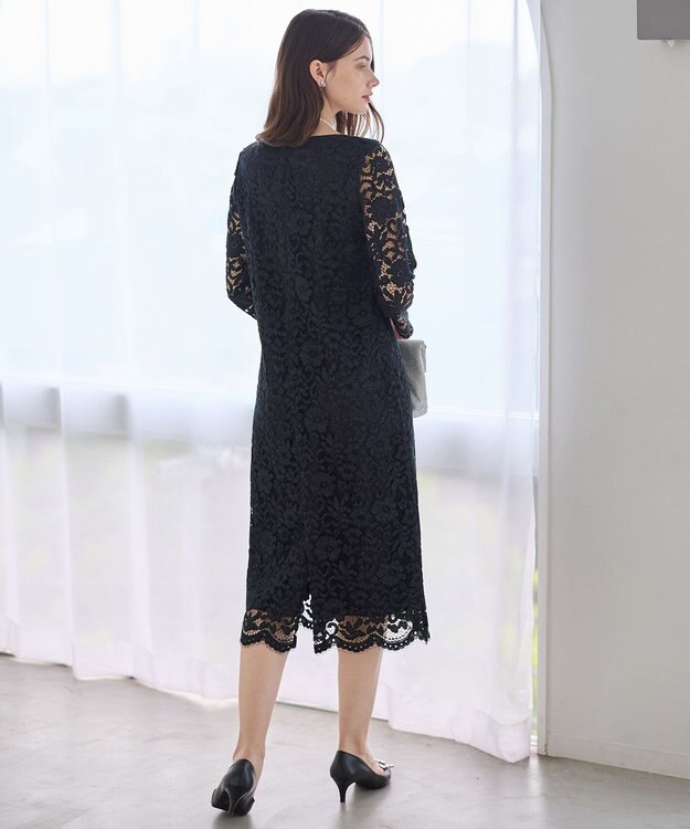 23区 【APPLAUDIR】シャイニーフラワーレース ドレス ブラック系