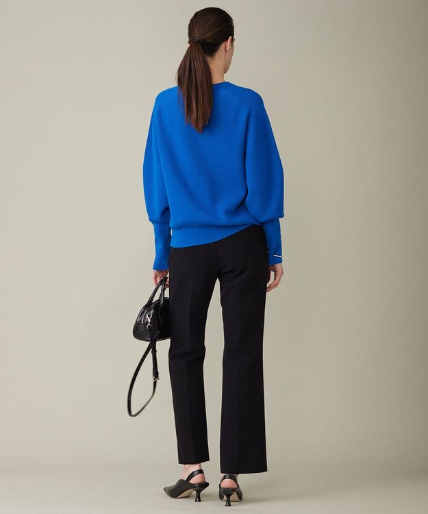 ICB 【洗える】TaPeダブルクロス セミフレアパンツ ブラック系