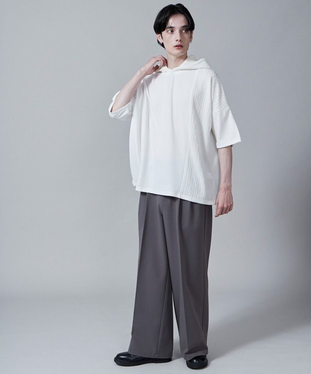 WEGO ジオメトリックブロックフードT(S) ホワイト