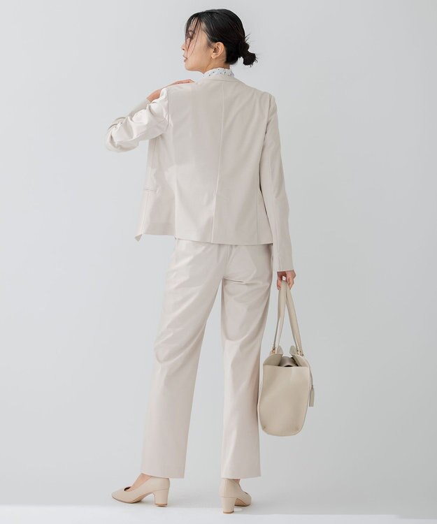 23区 S 【セットアップ対応/洗える】ストレッチポンチ ノーカラー ジャケット ライトグレー系