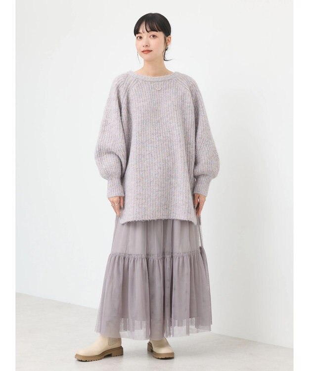 earth music&ecology ふわふわメランジチュニック Lavender