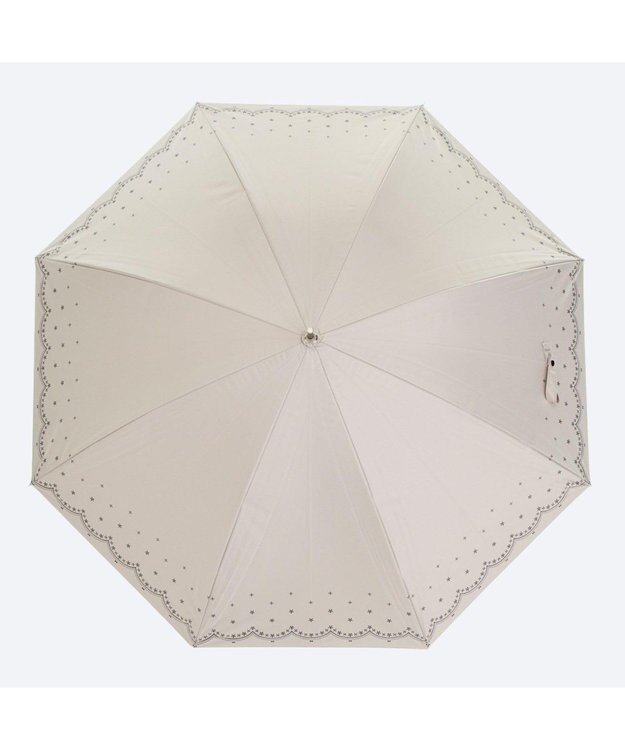 MOONBAT 晴雨兼用日傘 長傘 スカラ刺繍柄プリント／遮光 遮熱 UV ベージュ