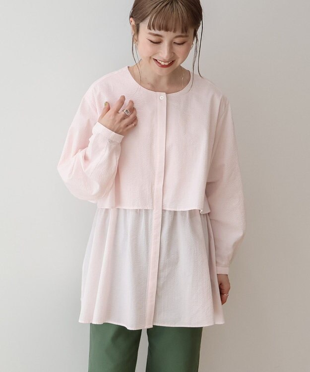 AMERICAN HOLIC サッカーティアードロングブラウス Pink